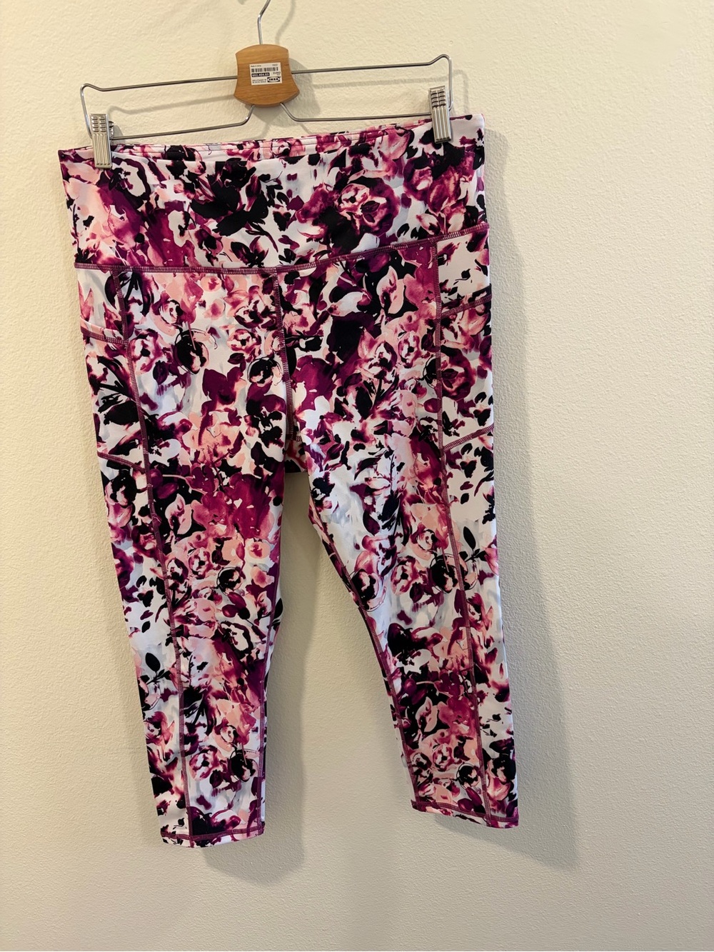 GAIAM Pink & White Floral Yoga Pant Leggings